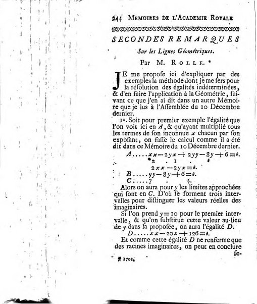 Histoire de l'Académie royale des sciences avec les Mémoires de mathematique & de physique, pour la même année, tires des registres de cette Académie.