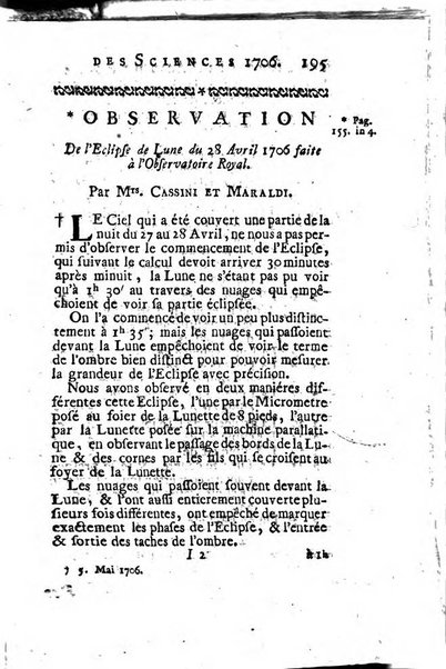 Histoire de l'Académie royale des sciences avec les Mémoires de mathematique & de physique, pour la même année, tires des registres de cette Académie.