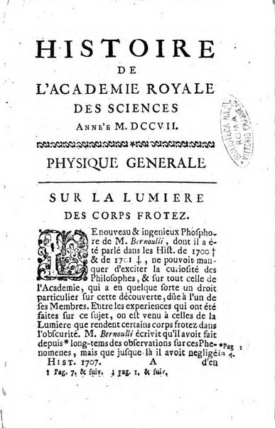 Histoire de l'Académie royale des sciences avec les Mémoires de mathematique & de physique, pour la même année, tires des registres de cette Académie.