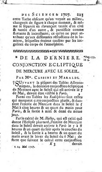 Histoire de l'Académie royale des sciences avec les Mémoires de mathematique & de physique, pour la même année, tires des registres de cette Académie.