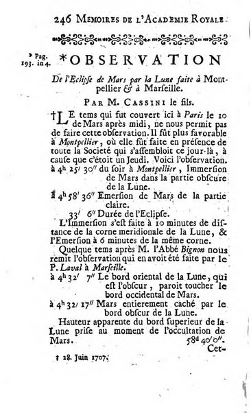 Histoire de l'Académie royale des sciences avec les Mémoires de mathematique & de physique, pour la même année, tires des registres de cette Académie.