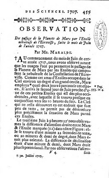 Histoire de l'Académie royale des sciences avec les Mémoires de mathematique & de physique, pour la même année, tires des registres de cette Académie.