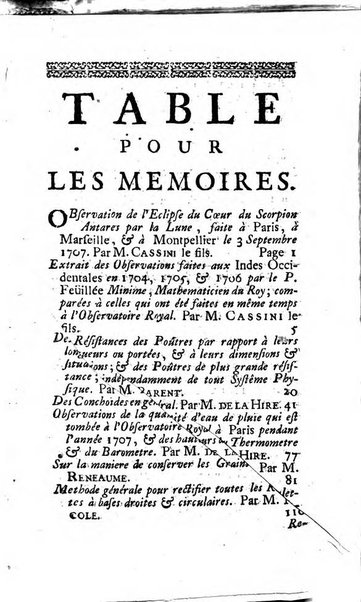 Histoire de l'Académie royale des sciences avec les Mémoires de mathematique & de physique, pour la même année, tires des registres de cette Académie.