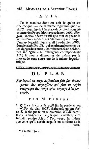 Histoire de l'Académie royale des sciences avec les Mémoires de mathematique & de physique, pour la même année, tires des registres de cette Académie.