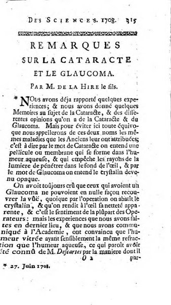 Histoire de l'Académie royale des sciences avec les Mémoires de mathematique & de physique, pour la même année, tires des registres de cette Académie.