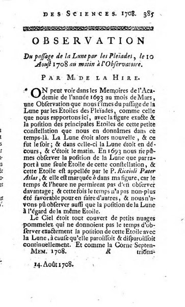 Histoire de l'Académie royale des sciences avec les Mémoires de mathematique & de physique, pour la même année, tires des registres de cette Académie.