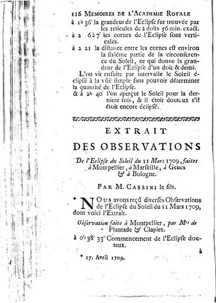 Histoire de l'Académie royale des sciences avec les Mémoires de mathematique & de physique, pour la même année, tires des registres de cette Académie.