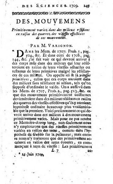 Histoire de l'Académie royale des sciences avec les Mémoires de mathematique & de physique, pour la même année, tires des registres de cette Académie.