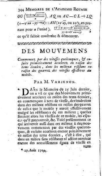 Histoire de l'Académie royale des sciences avec les Mémoires de mathematique & de physique, pour la même année, tires des registres de cette Académie.