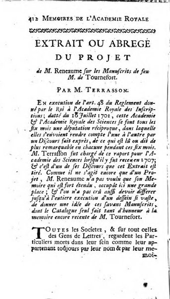 Histoire de l'Académie royale des sciences avec les Mémoires de mathematique & de physique, pour la même année, tires des registres de cette Académie.