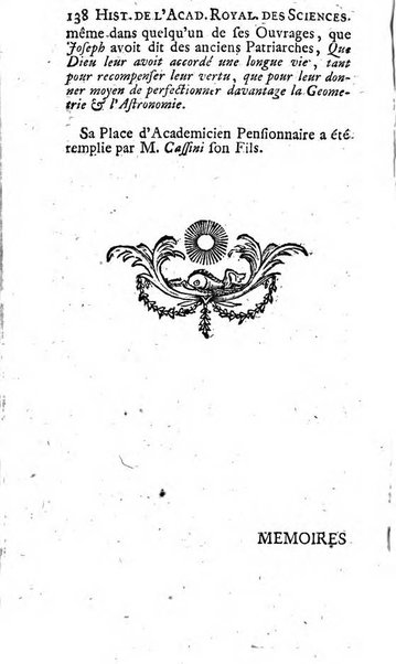 Histoire de l'Académie royale des sciences avec les Mémoires de mathematique & de physique, pour la même année, tires des registres de cette Académie.