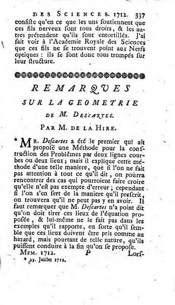 Histoire de l'Académie royale des sciences avec les Mémoires de mathematique & de physique, pour la même année, tires des registres de cette Académie.