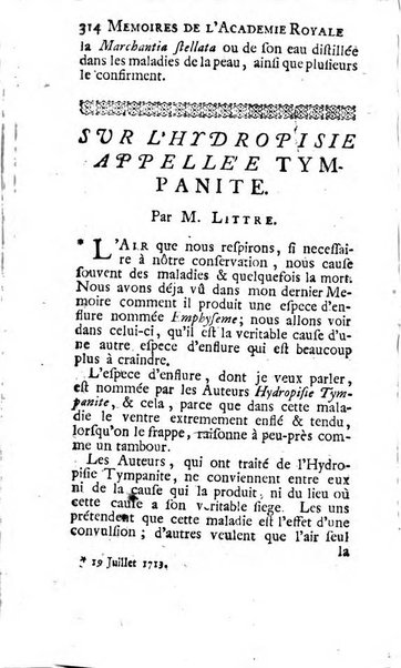 Histoire de l'Académie royale des sciences avec les Mémoires de mathematique & de physique, pour la même année, tires des registres de cette Académie.