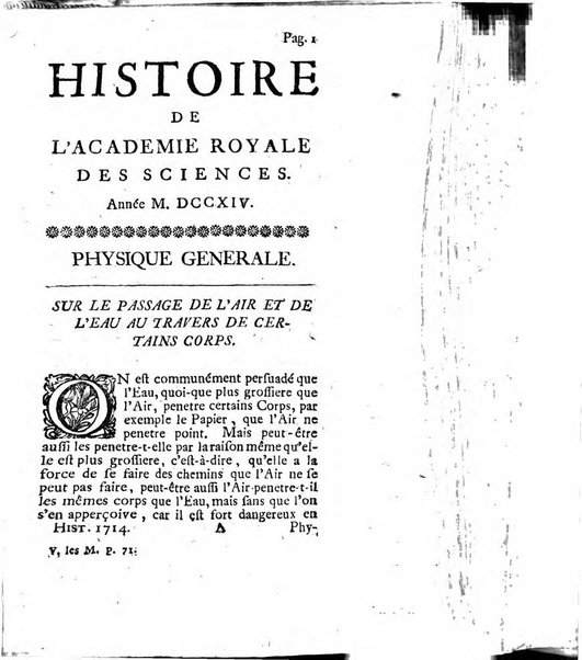 Histoire de l'Académie royale des sciences avec les Mémoires de mathematique & de physique, pour la même année, tires des registres de cette Académie.