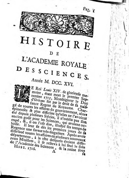 Histoire de l'Académie royale des sciences avec les Mémoires de mathematique & de physique, pour la même année, tires des registres de cette Académie.