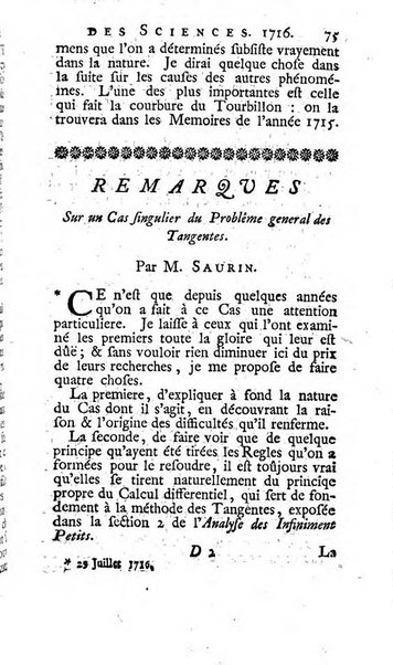 Histoire de l'Académie royale des sciences avec les Mémoires de mathematique & de physique, pour la même année, tires des registres de cette Académie.