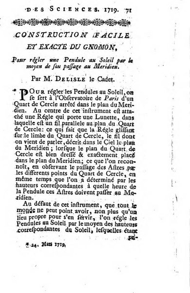 Histoire de l'Académie royale des sciences avec les Mémoires de mathematique & de physique, pour la même année, tires des registres de cette Académie.