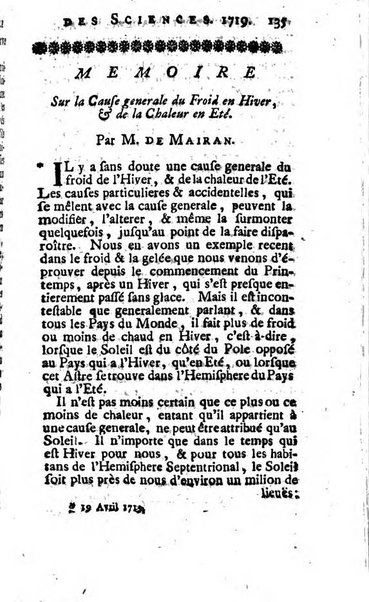 Histoire de l'Académie royale des sciences avec les Mémoires de mathematique & de physique, pour la même année, tires des registres de cette Académie.