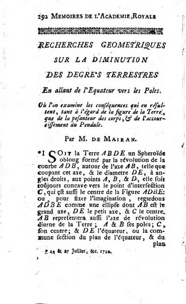 Histoire de l'Académie royale des sciences avec les Mémoires de mathematique & de physique, pour la même année, tires des registres de cette Académie.