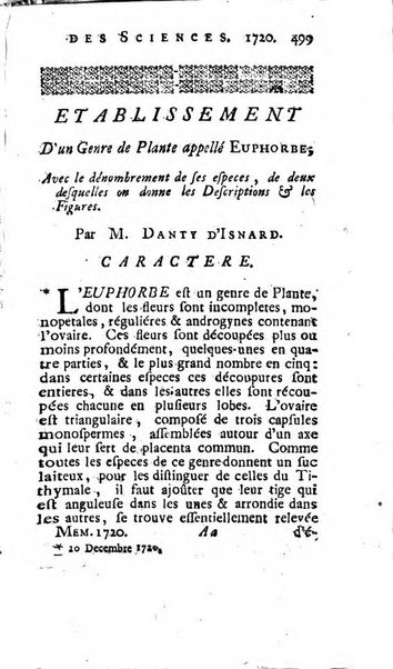 Histoire de l'Académie royale des sciences avec les Mémoires de mathematique & de physique, pour la même année, tires des registres de cette Académie.