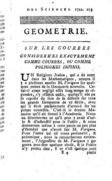 Histoire de l'Académie royale des sciences avec les Mémoires de mathematique & de physique, pour la même année, tires des registres de cette Académie.