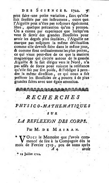 Histoire de l'Académie royale des sciences avec les Mémoires de mathematique & de physique, pour la même année, tires des registres de cette Académie.