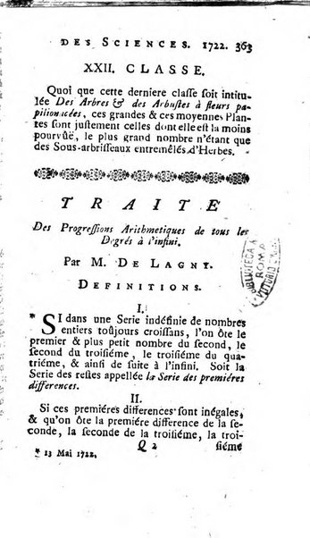 Histoire de l'Académie royale des sciences avec les Mémoires de mathematique & de physique, pour la même année, tires des registres de cette Académie.