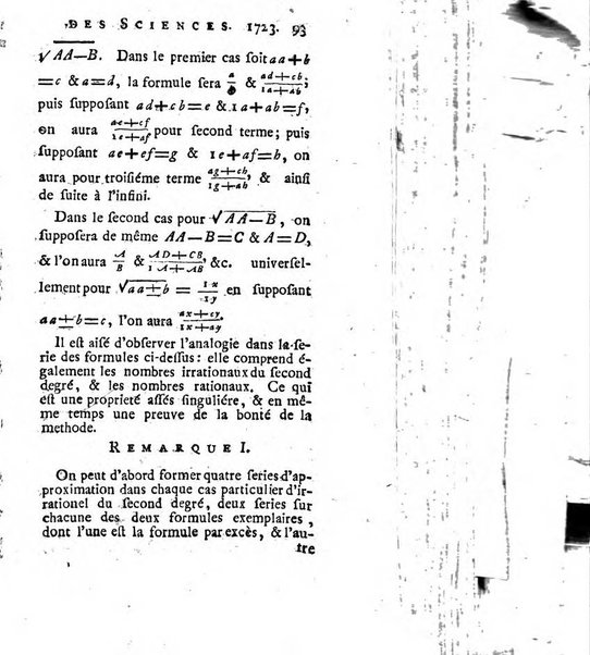 Histoire de l'Académie royale des sciences avec les Mémoires de mathematique & de physique, pour la même année, tires des registres de cette Académie.