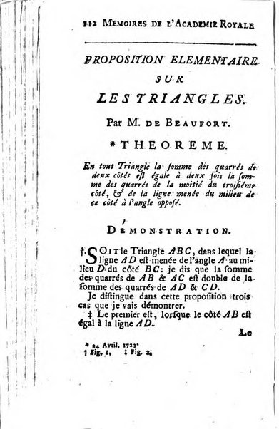 Histoire de l'Académie royale des sciences avec les Mémoires de mathematique & de physique, pour la même année, tires des registres de cette Académie.