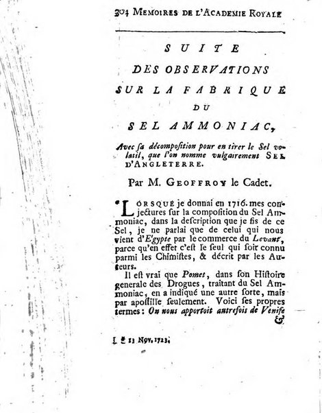 Histoire de l'Académie royale des sciences avec les Mémoires de mathematique & de physique, pour la même année, tires des registres de cette Académie.