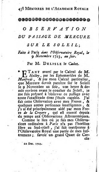 Histoire de l'Académie royale des sciences avec les Mémoires de mathematique & de physique, pour la même année, tires des registres de cette Académie.