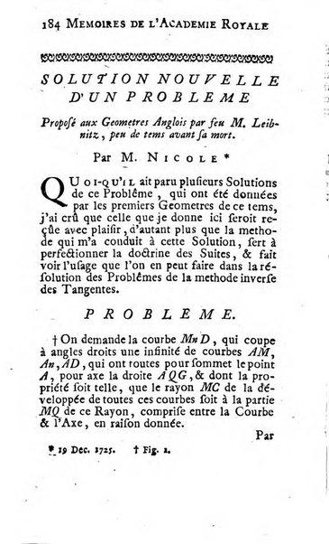 Histoire de l'Académie royale des sciences avec les Mémoires de mathematique & de physique, pour la même année, tires des registres de cette Académie.