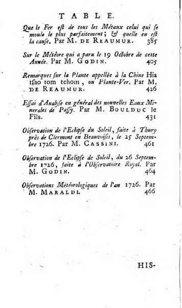 Histoire de l'Académie royale des sciences avec les Mémoires de mathematique & de physique, pour la même année, tires des registres de cette Académie.