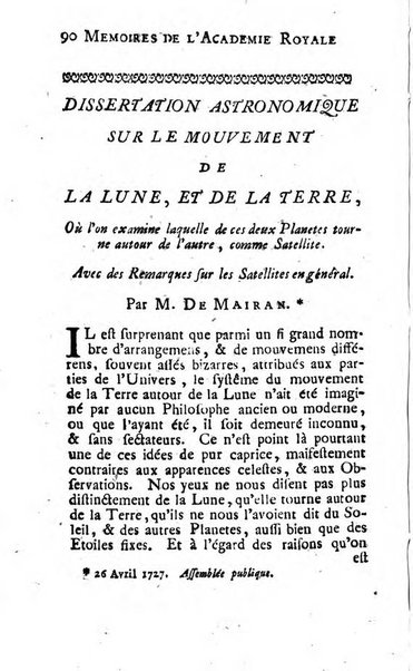 Histoire de l'Académie royale des sciences avec les Mémoires de mathematique & de physique, pour la même année, tires des registres de cette Académie.