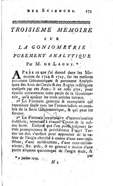 Histoire de l'Académie royale des sciences avec les Mémoires de mathematique & de physique, pour la même année, tires des registres de cette Académie.