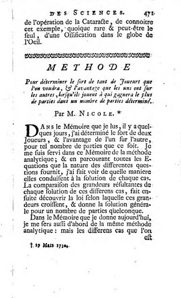 Histoire de l'Académie royale des sciences avec les Mémoires de mathematique & de physique, pour la même année, tires des registres de cette Académie.