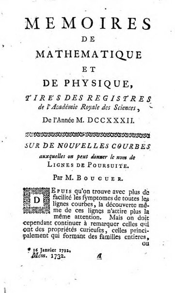 Histoire de l'Académie royale des sciences avec les Mémoires de mathematique & de physique, pour la même année, tires des registres de cette Académie.