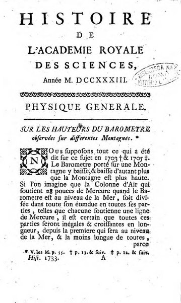 Histoire de l'Académie royale des sciences avec les Mémoires de mathematique & de physique, pour la même année, tires des registres de cette Académie.