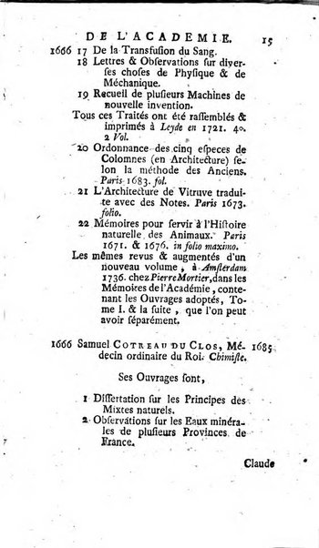 Histoire de l'Académie royale des sciences avec les Mémoires de mathematique & de physique, pour la même année, tires des registres de cette Académie.