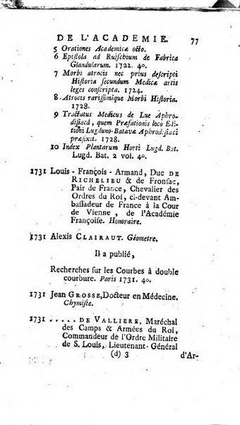 Histoire de l'Académie royale des sciences avec les Mémoires de mathematique & de physique, pour la même année, tires des registres de cette Académie.