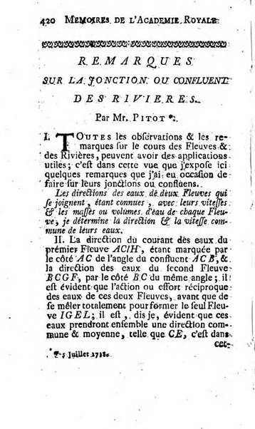 Histoire de l'Académie royale des sciences avec les Mémoires de mathematique & de physique, pour la même année, tires des registres de cette Académie.