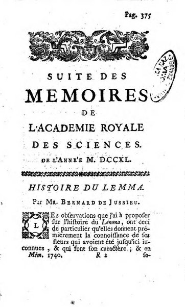 Histoire de l'Académie royale des sciences avec les Mémoires de mathematique & de physique, pour la même année, tires des registres de cette Académie.