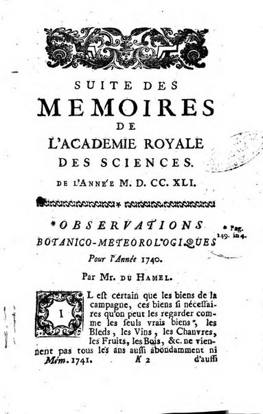 Histoire de l'Académie royale des sciences avec les Mémoires de mathematique & de physique, pour la même année, tires des registres de cette Académie.