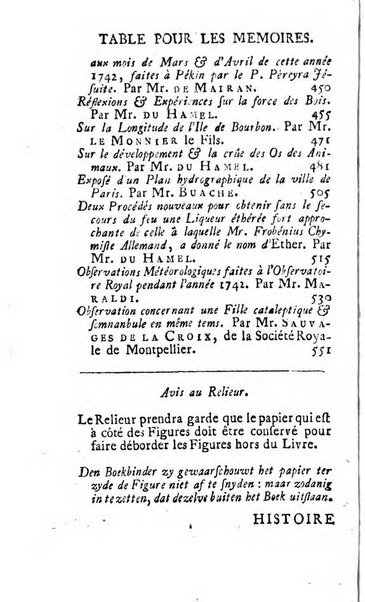 Histoire de l'Académie royale des sciences avec les Mémoires de mathematique & de physique, pour la même année, tires des registres de cette Académie.