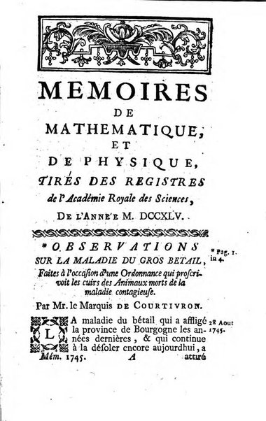 Histoire de l'Académie royale des sciences avec les Mémoires de mathematique & de physique, pour la même année, tires des registres de cette Académie.