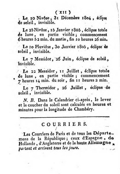 Annuaire du Département du Mont-Blanc contenant un essai statistique sur la popolation, divisée par esèces, par âges, par classes, &c