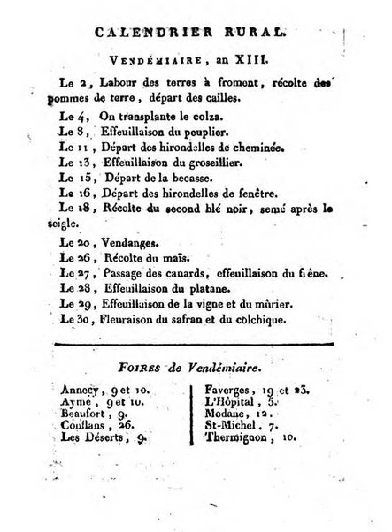 Annuaire du Département du Mont-Blanc contenant un essai statistique sur la popolation, divisée par esèces, par âges, par classes, &c