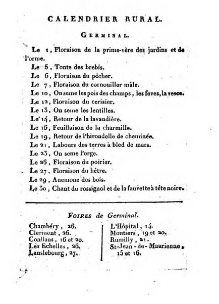 Annuaire du Département du Mont-Blanc contenant un essai statistique sur la popolation, divisée par esèces, par âges, par classes, &c