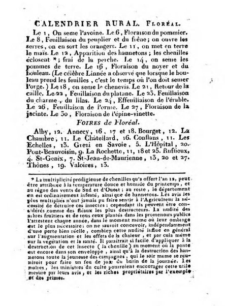 Annuaire du Département du Mont-Blanc contenant un essai statistique sur la popolation, divisée par esèces, par âges, par classes, &c