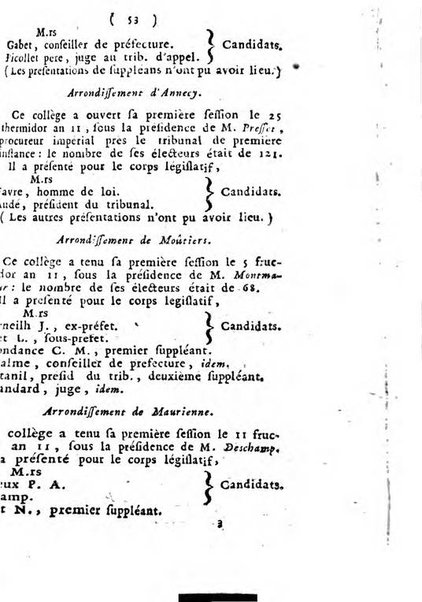 Annuaire du Département du Mont-Blanc contenant un essai statistique sur la popolation, divisée par esèces, par âges, par classes, &c